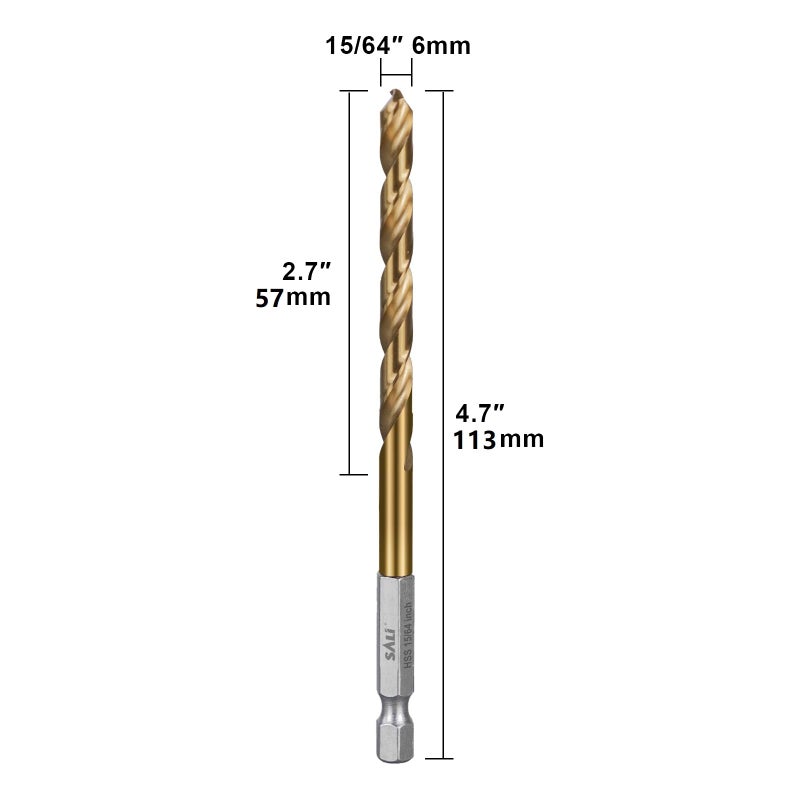 SALI Cobalt Drill Bit Set,10 Pack 15/64 Inch High Speed Steel Hex Shank Jobber Drill Bits, for Hardwood, Aluminum,Metal,Copper,Alloyed Steel - Image 5